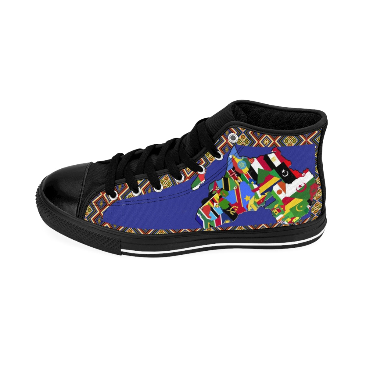 African Print Map Of Africa Purple High Top Sneakers for Women