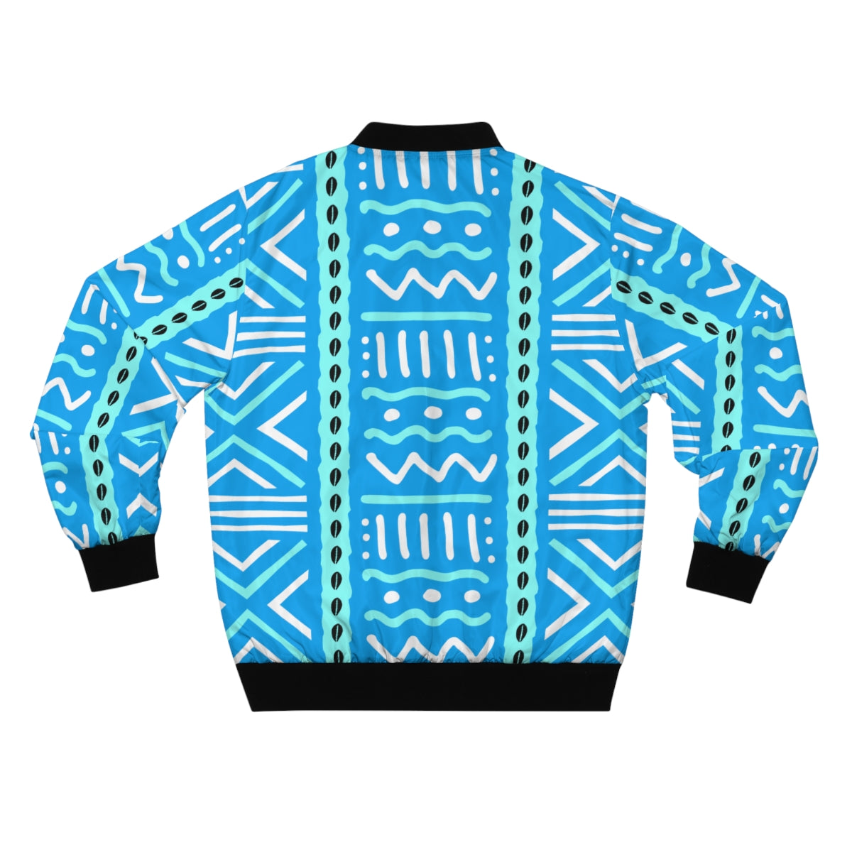 Mudcloth Blue and White Print Bomber Jacket
