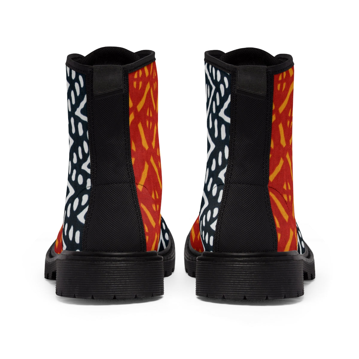 African Print Mudcloth Red White Black Men's Canvas Boots