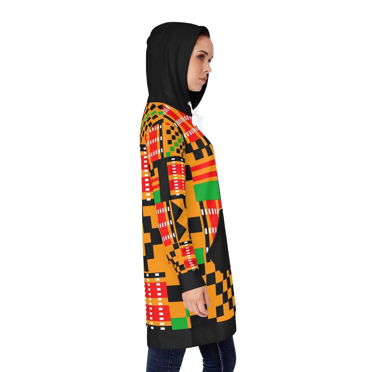 Women's Sweat Shirt Hoodie Dress Kente Pattern African Wear