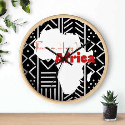 African Map White and Black Mudcloth Print Wall Clock