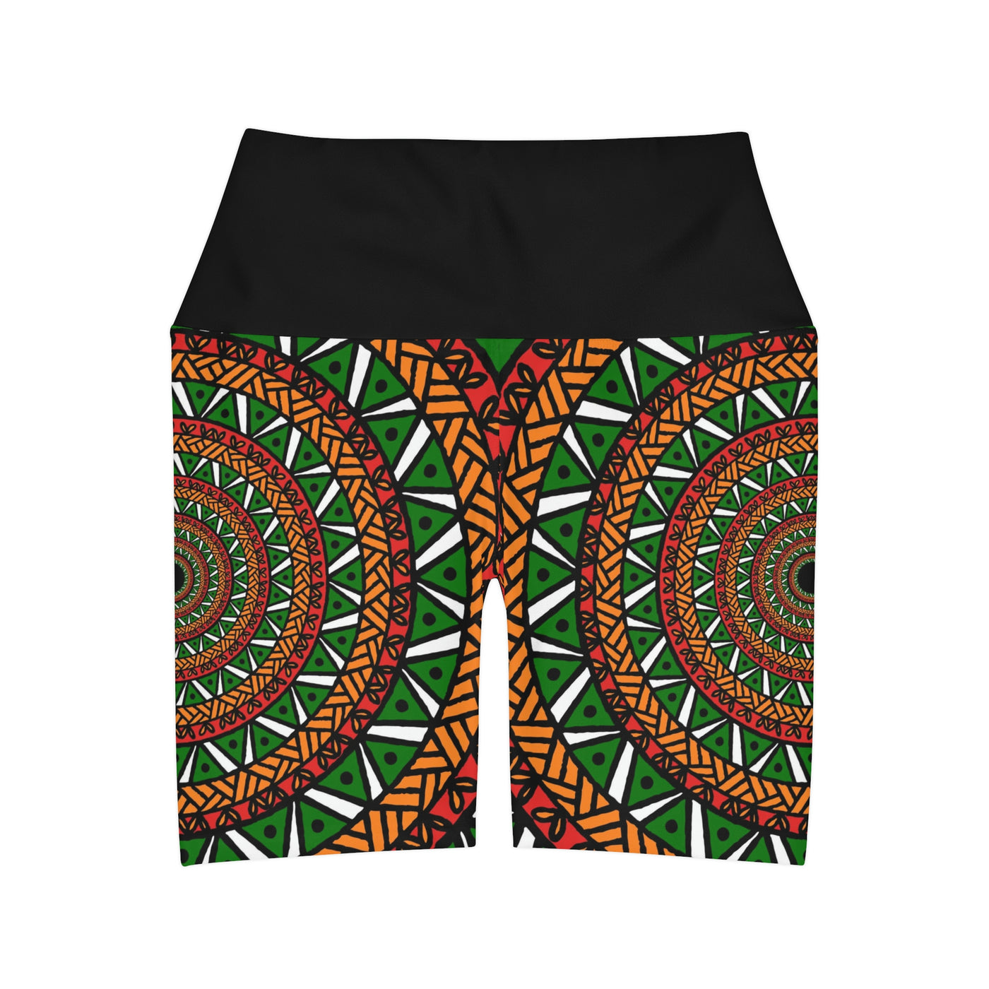 Green Mandala African Print Yoga Shorts