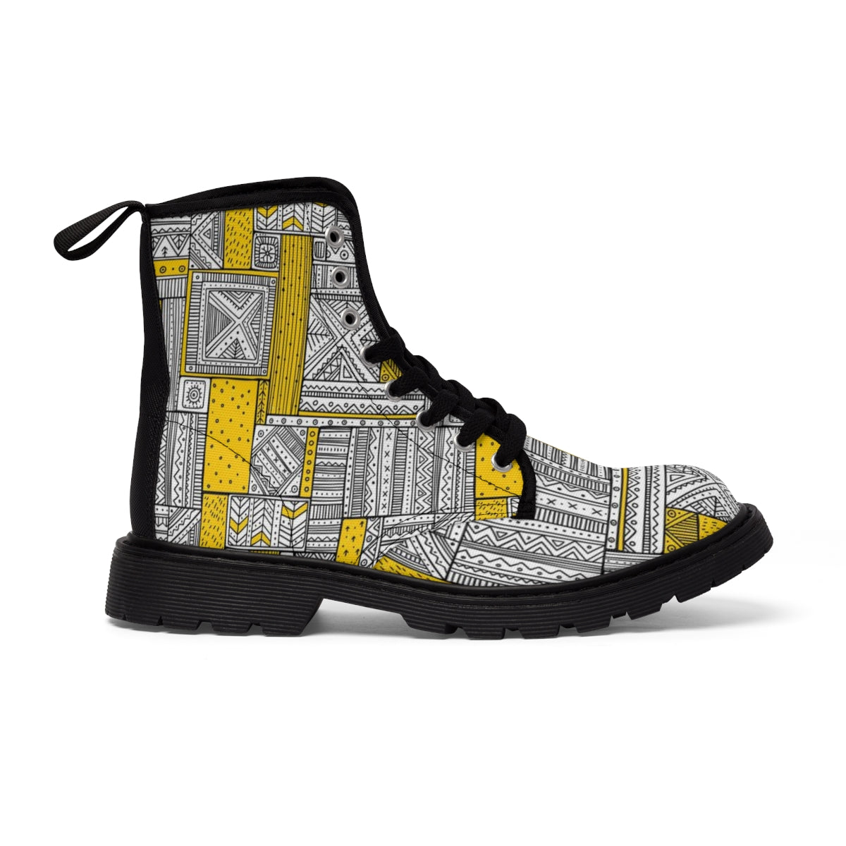 African Print Kente Yellow Women's Canvas Boots