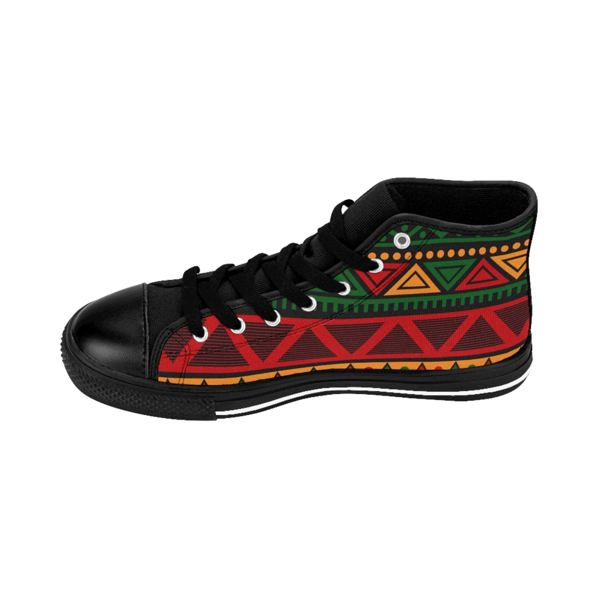 African Print Rasta Colors High Top Sneakers for Men