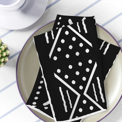 Set of 4 Black and White Mudcloth Table Napkin