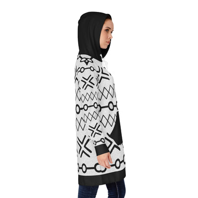 Women's Sweat Shirt Hoodie Dress Black and White Mudcloth Pattern African Wear